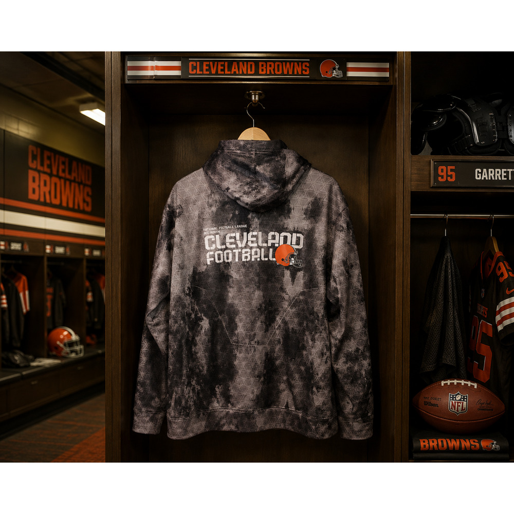 Cleveland Browns Reebok NFL On Field Full Zip Hoodie Jacket Gray Sz. M Football - Picture 8 of 9